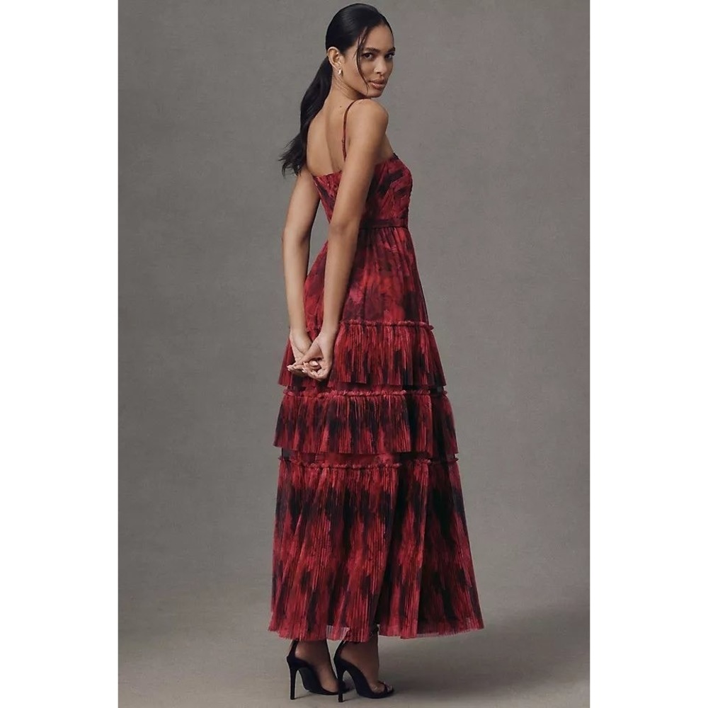 Hutch Madelina Pleated Tulle Tiered Maxi Dress Size 6 $398 NWT - Picture 2 of 10